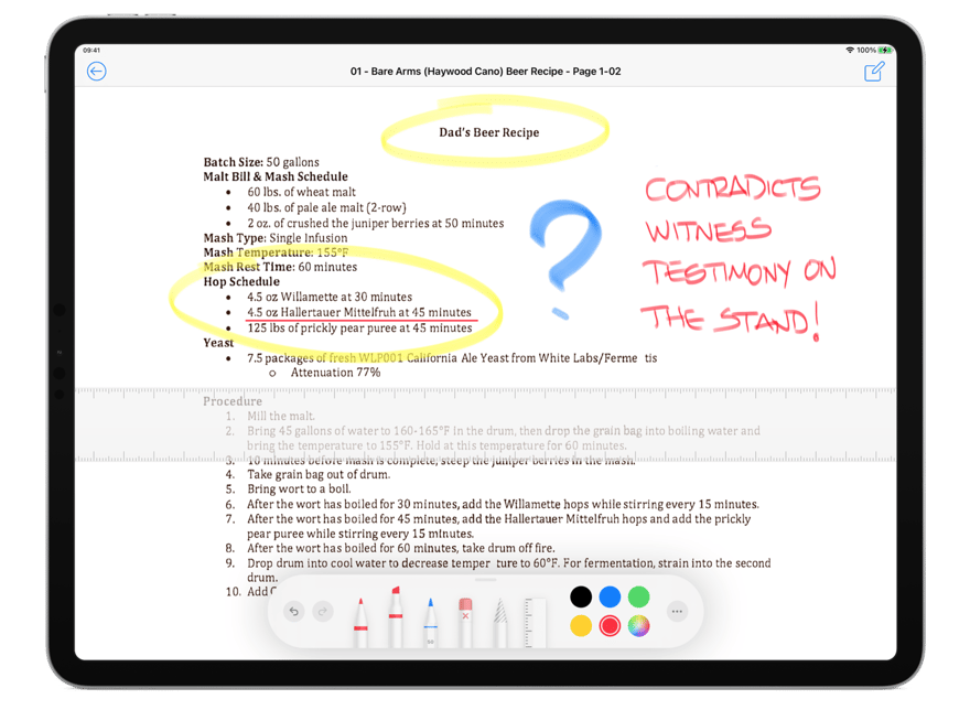 ExhibitsPad Software Screenshot with Annotated Exhibits Feature