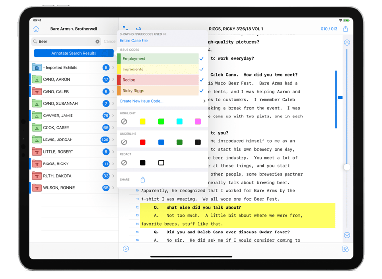 TranscriptPad Software Screenshot with Annotate Search Results Feature