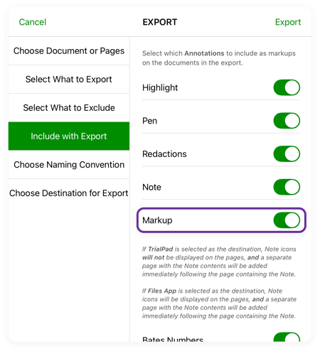 Screenshot of Export Selection Options-1