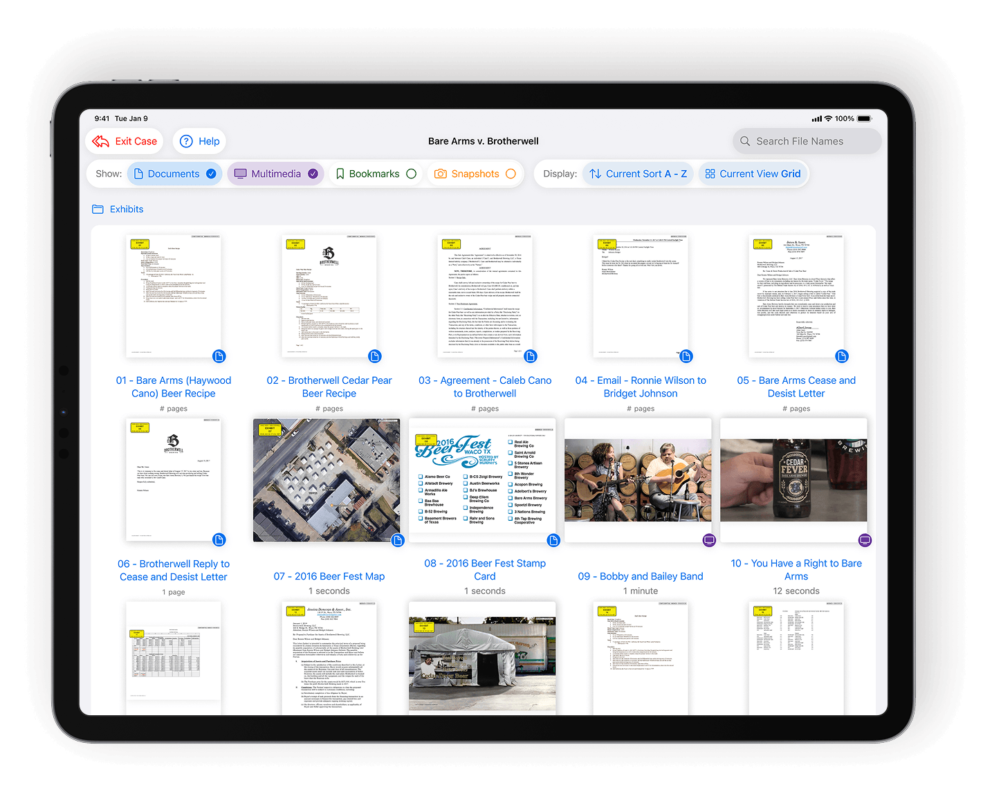 ExhibitsPad screenshot