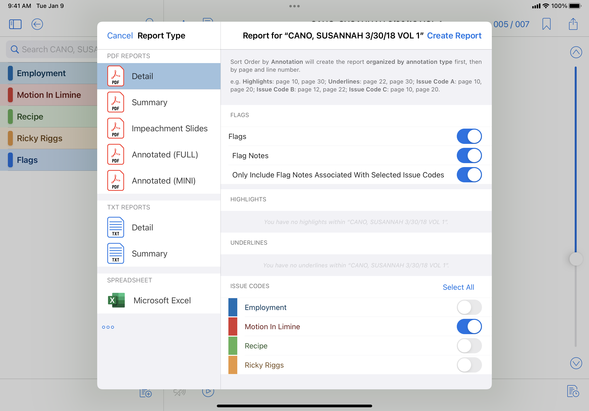 Select Flags and Flag Notes as well as the Issue Code you want to associate them with